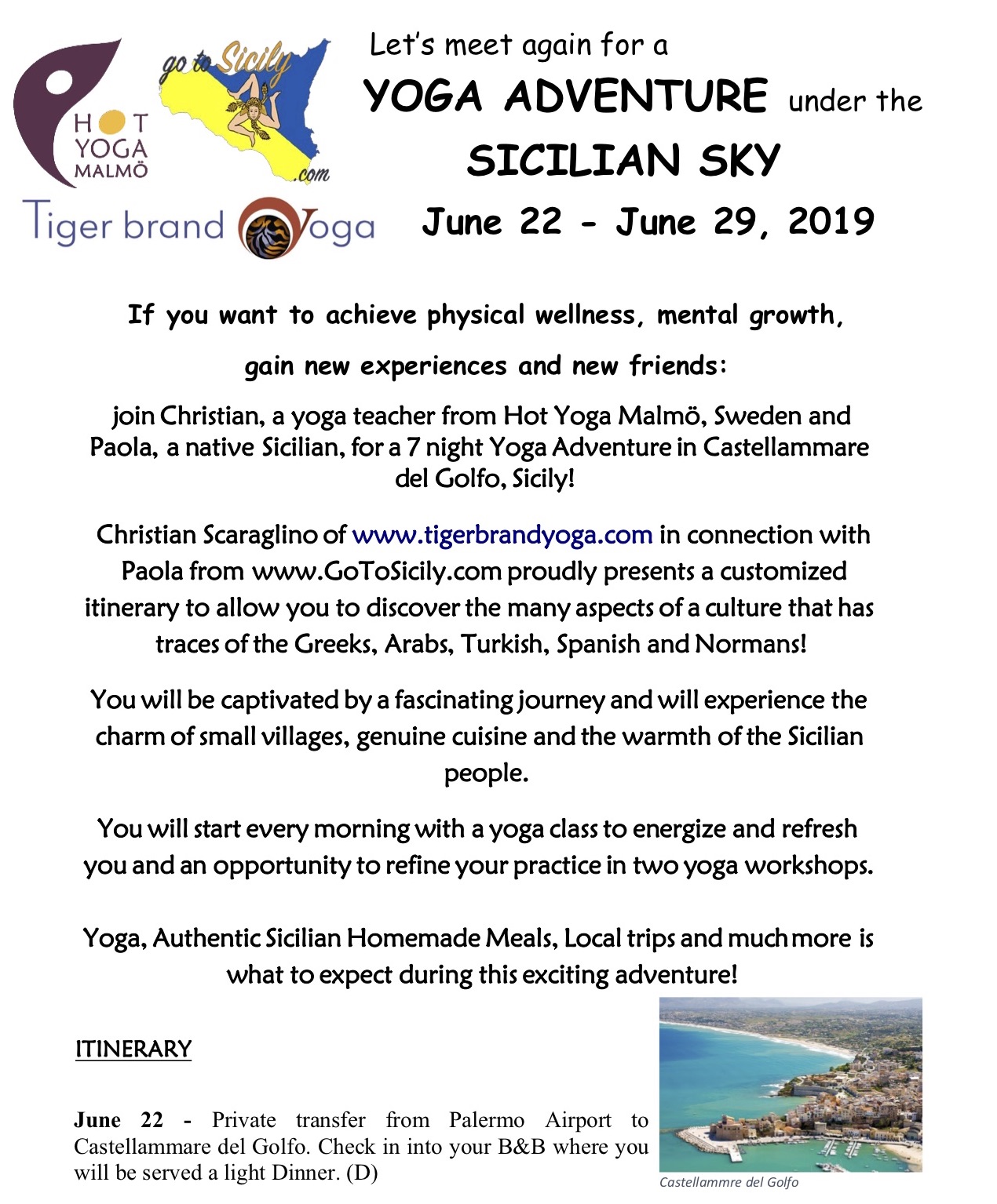 2nd Annual Yoga Adventure under the Sicilian Sky